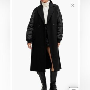 AllSaints Women's Black Double-Breasted Coat